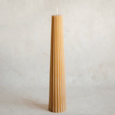 Beeswax Fluted Pillar Candle - Grand