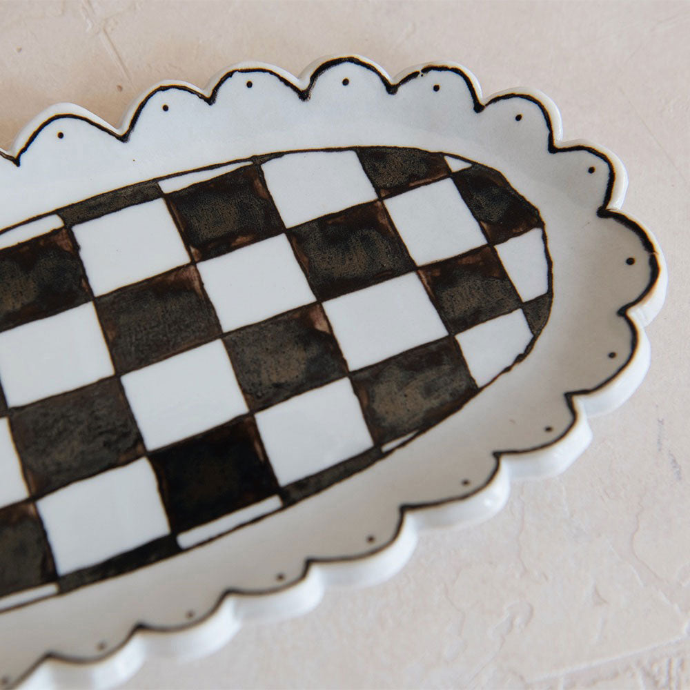 Hand-painted Ceramic Checkered Tray