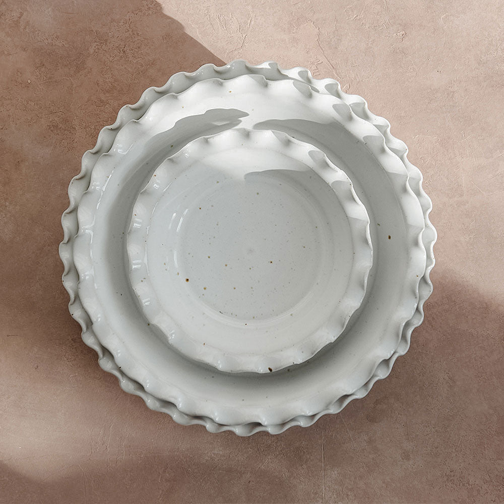 Ceramic Ripple Pie Dish - Large