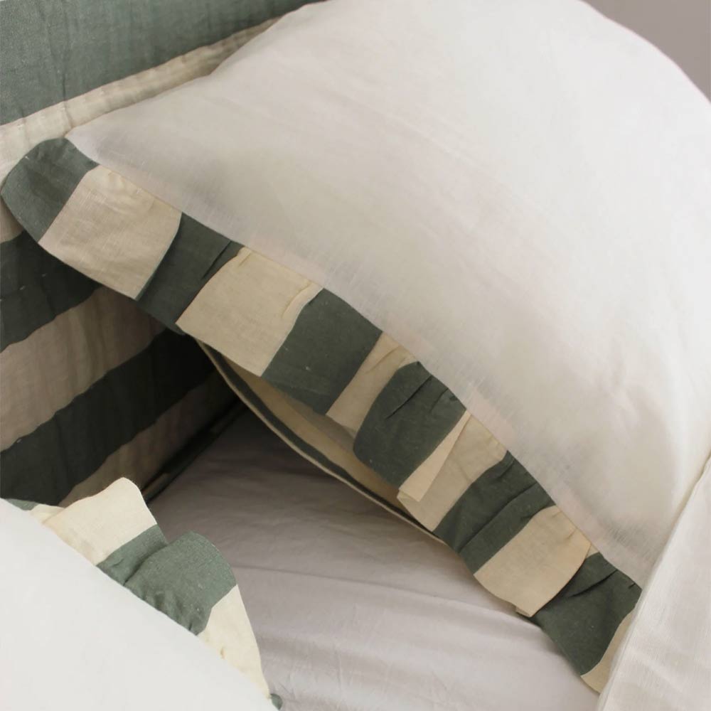 Linen Pillow Cover Set - Mint Stripe