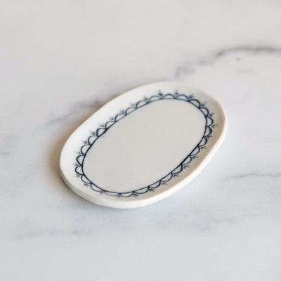 Hand-painted Porcelain Oval Tray - Indigo