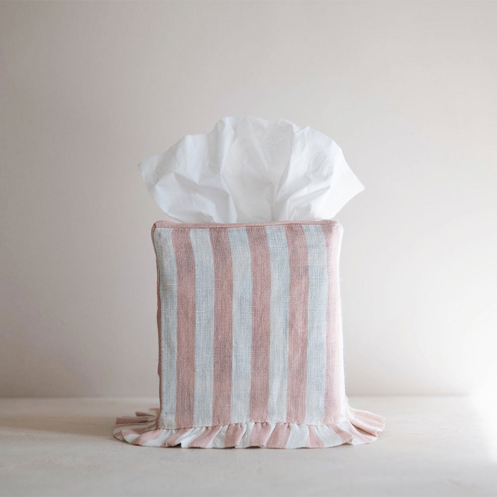 Linen Tissue Cover - Blush Stripe