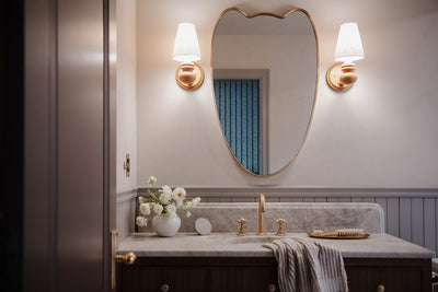 Round Brass Standing Mirror