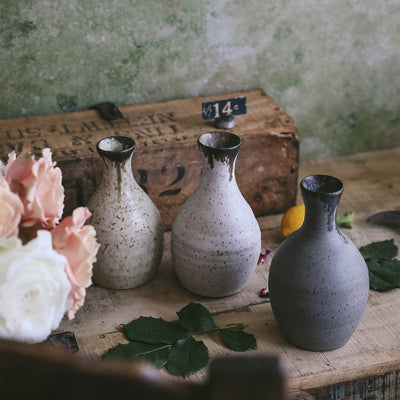 Brown Stoneware Bud Vase
