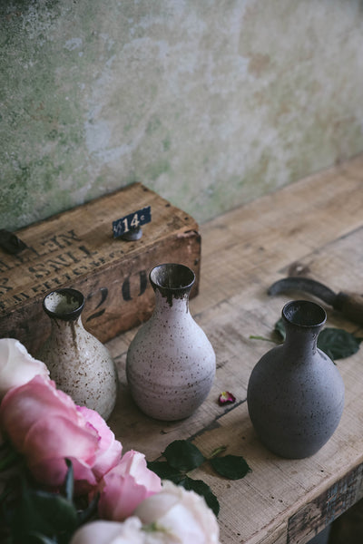 Brown Stoneware Bud Vase