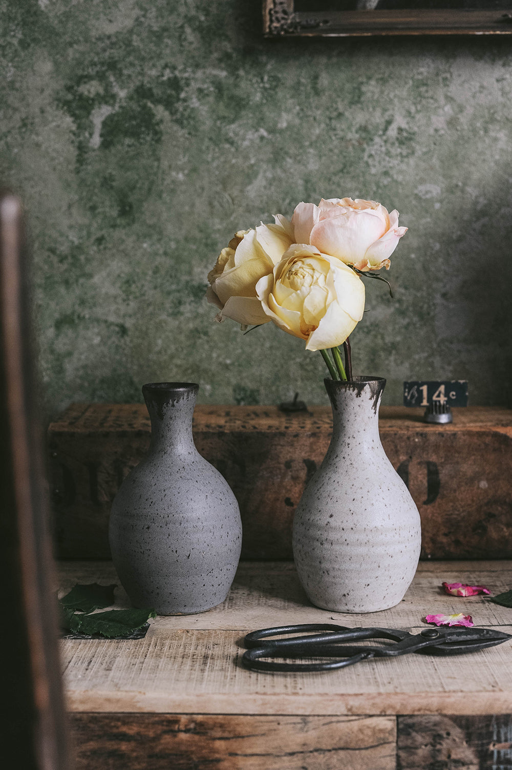 Brown Stoneware Bud Vase