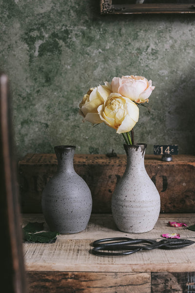 Brown Stoneware Bud Vase