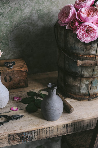 Brown Stoneware Bud Vase