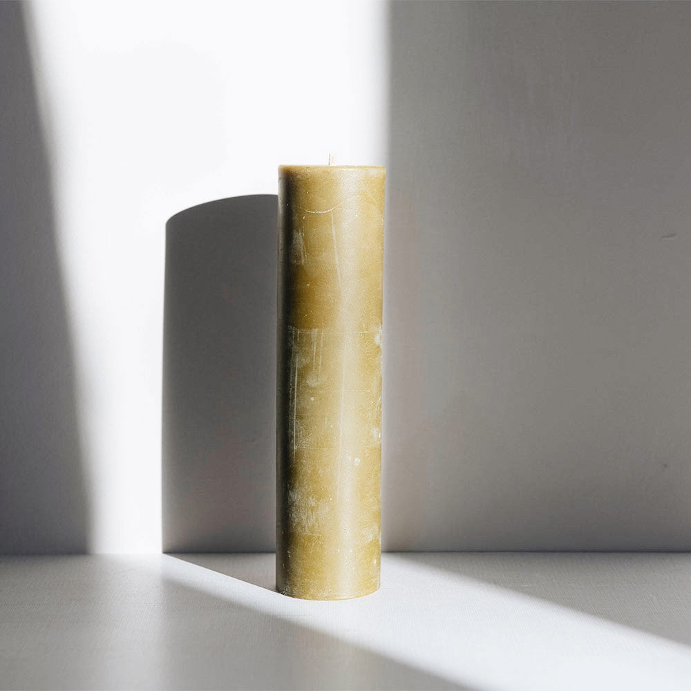 Slim Beeswax Pillar Candle - Moss