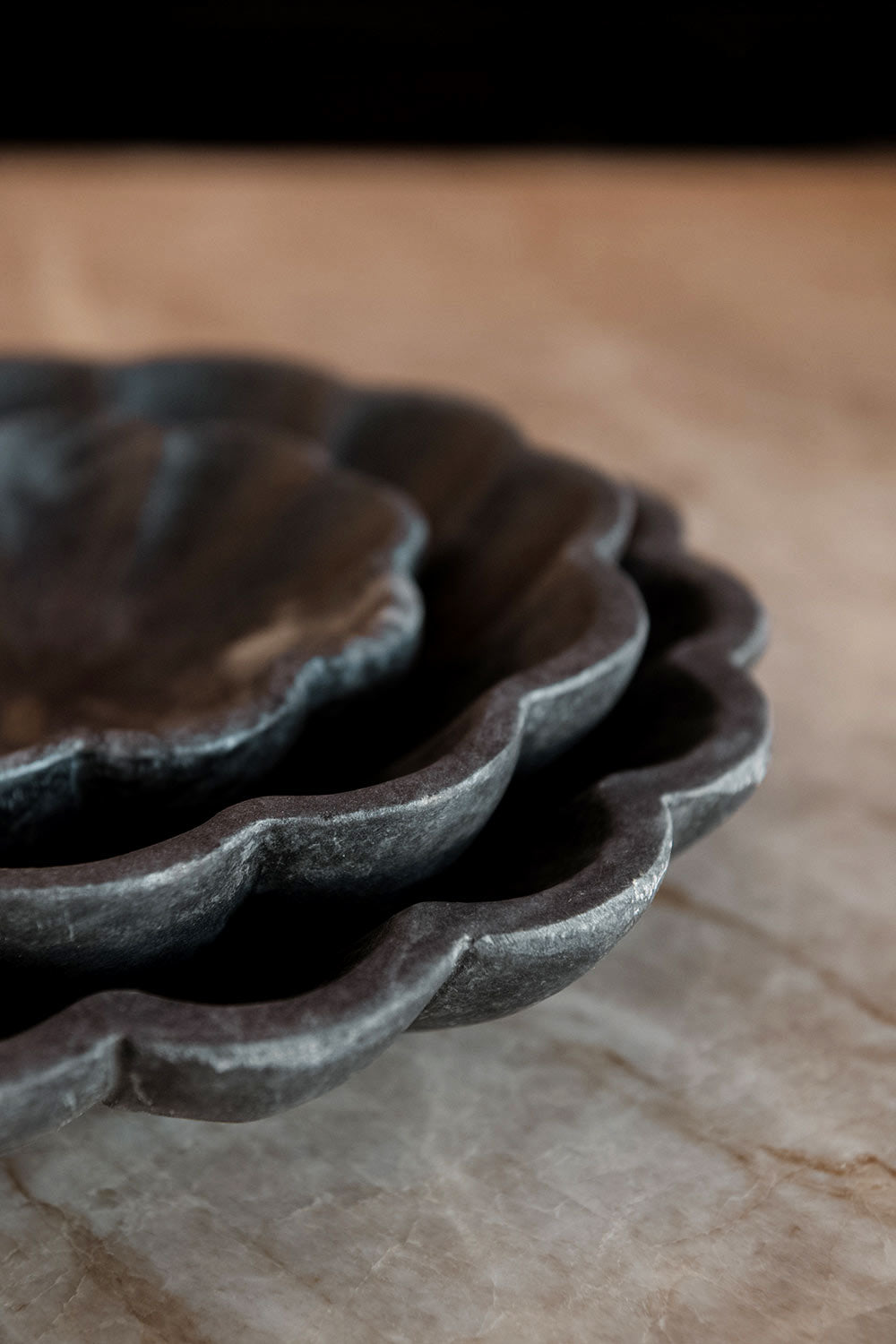 Black Marble Scalloped Tray