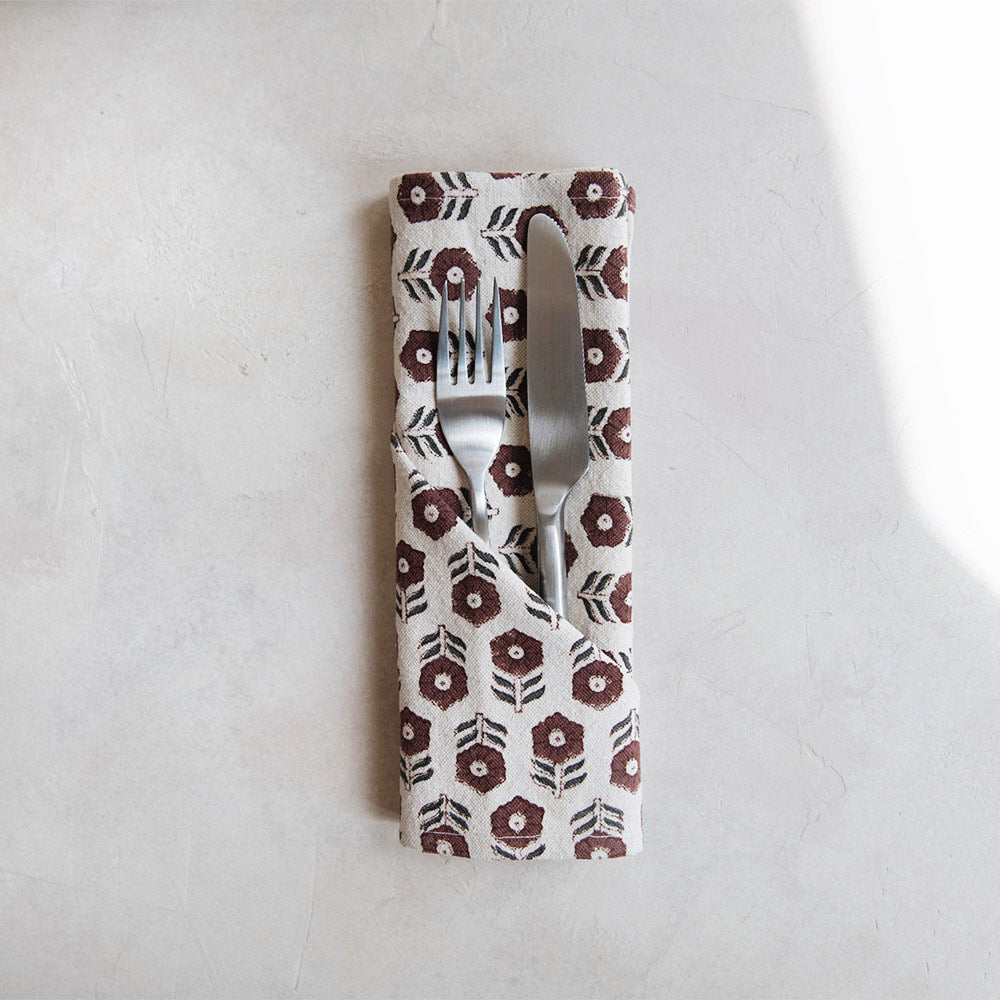 Hand Block-Printed Floral Napkins