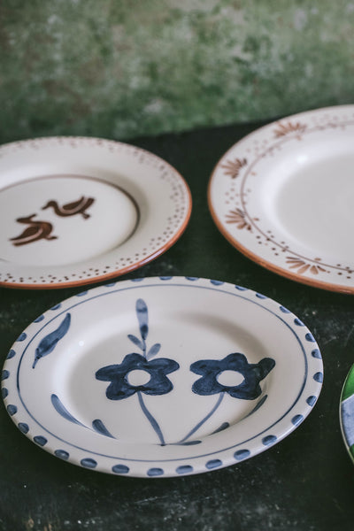 Hand-painted Ceramic Plate - Blue Blooms