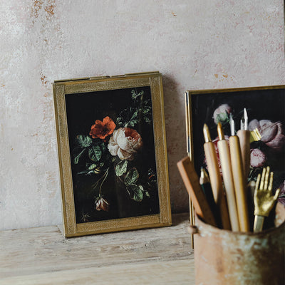 Hand-tooled Brass & Glass Hanging Frame