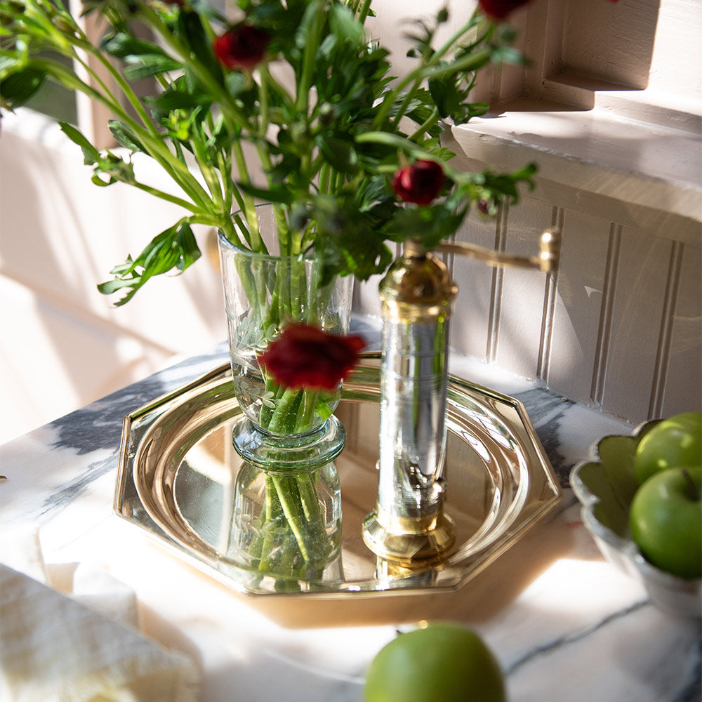 Roan Iris Octagon Tray - Unlacquered Brass