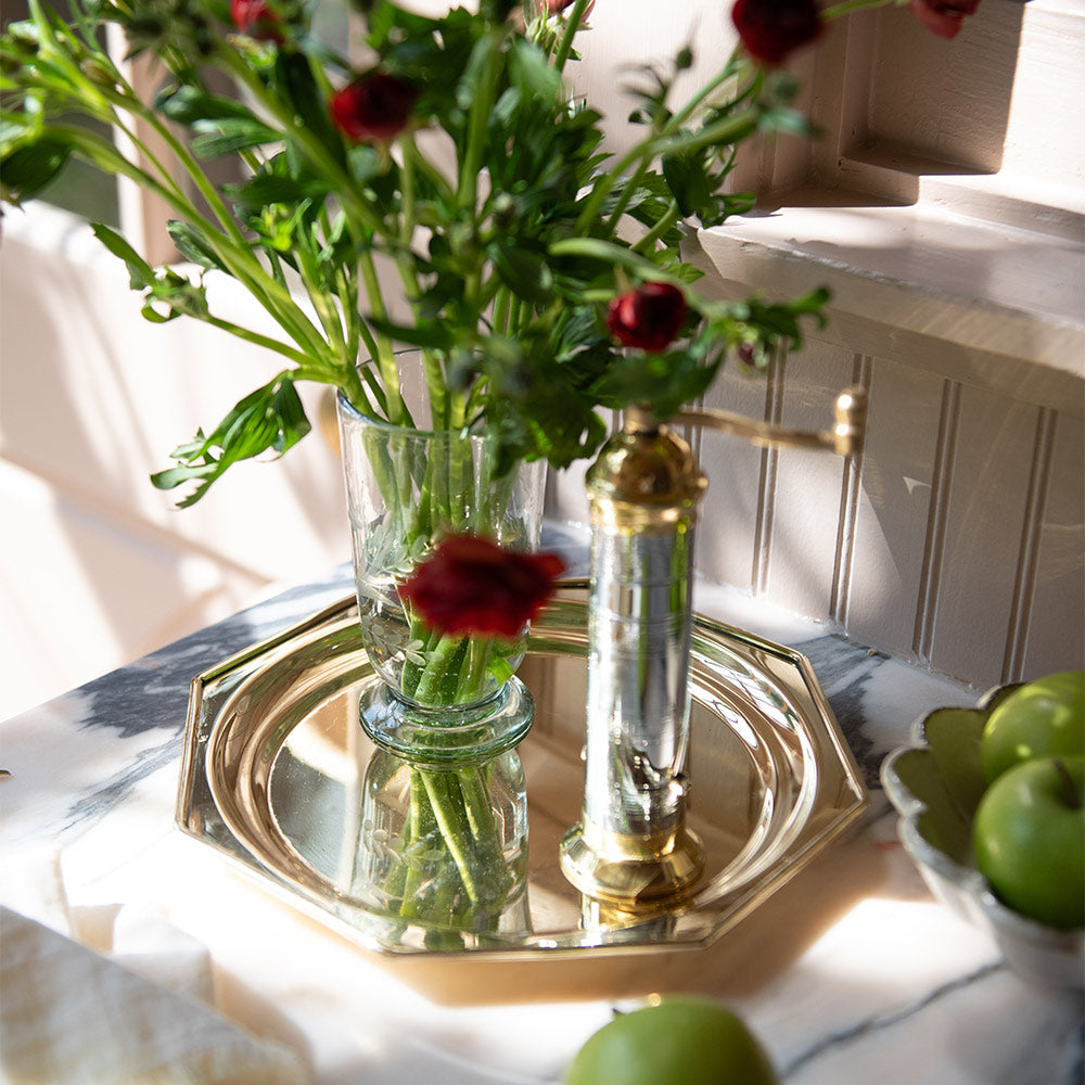 Roan Iris Octagon Tray - Unlacquered Brass