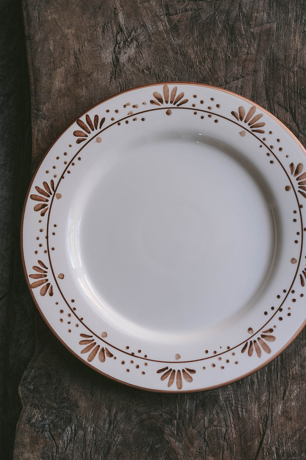 Hand-painted Ceramic Plate - Brown Blooms