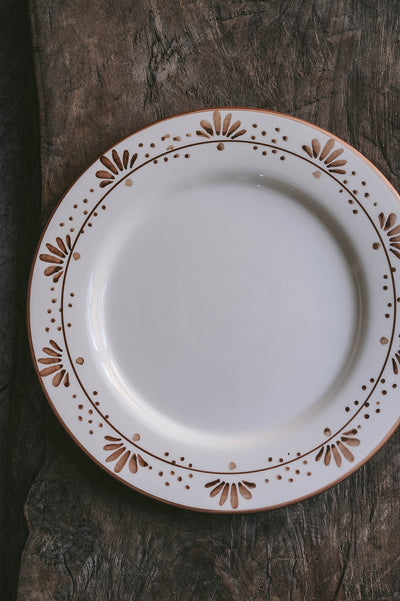 Hand-painted Ceramic Plate - Brown Blooms