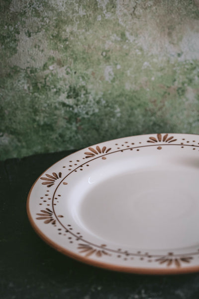 Hand-painted Ceramic Plate - Brown Blooms