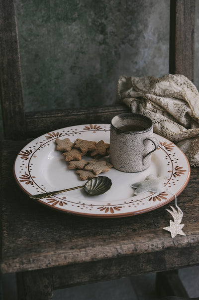 Hand-painted Ceramic Plate - Brown Blooms