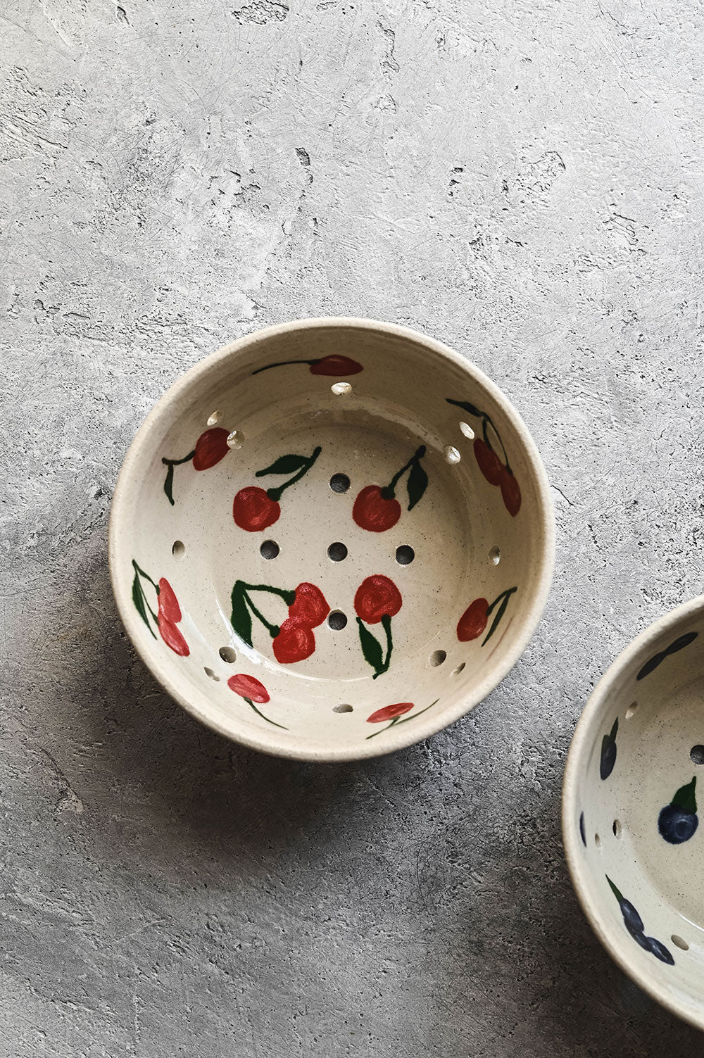 Ceramic Berry Colander Bowl - Cherry