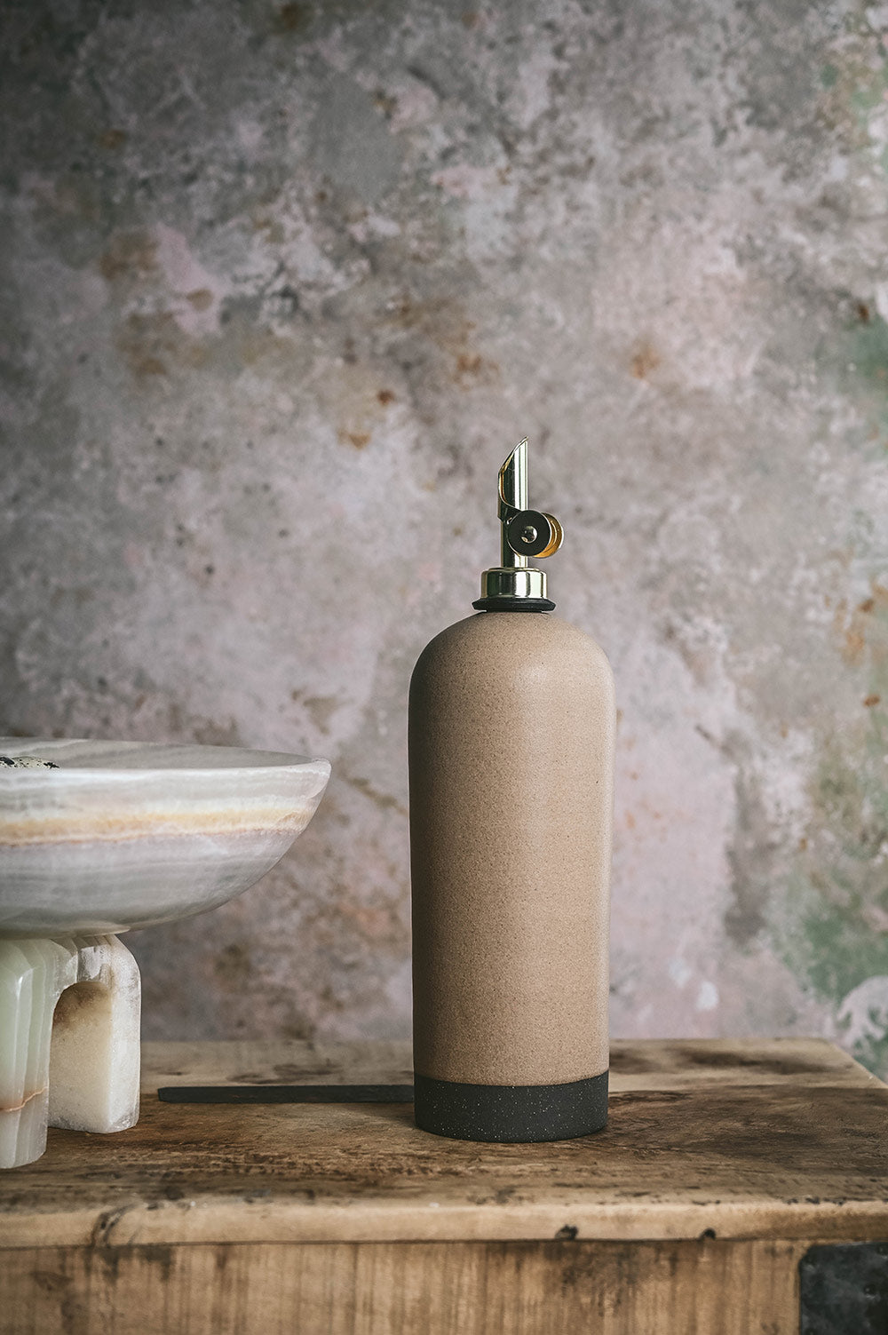 Artisan Ceramic Oil Bottle - Mushroom
