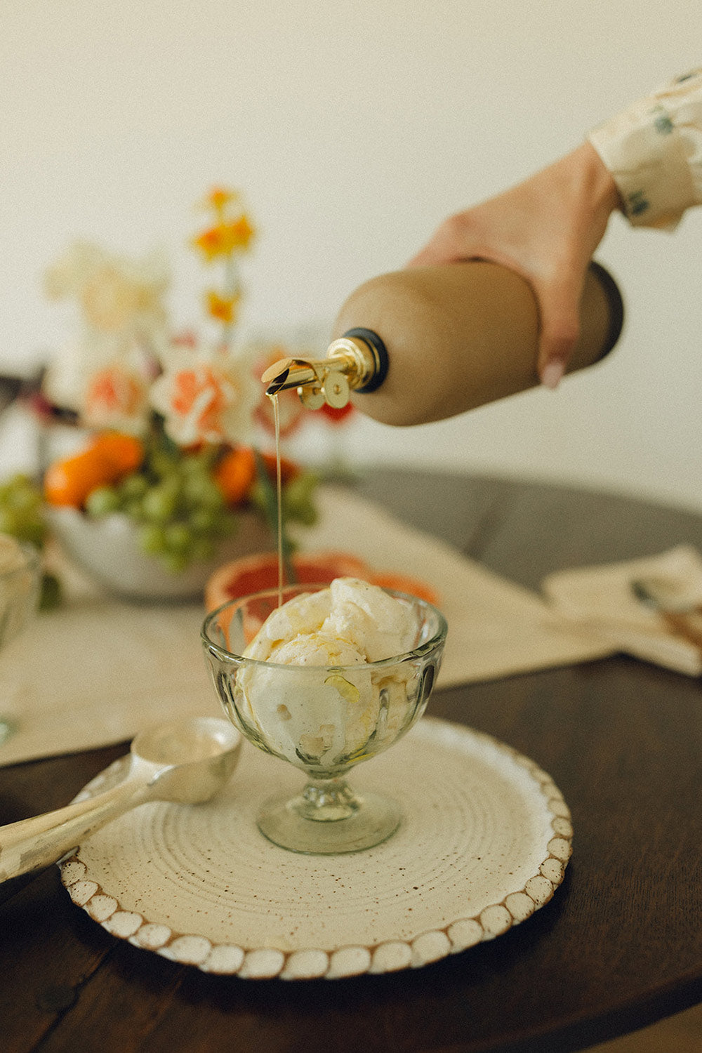 Artisan Ceramic Oil Bottle - Mushroom