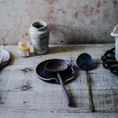 Ceramic Spoon Rest - Dark