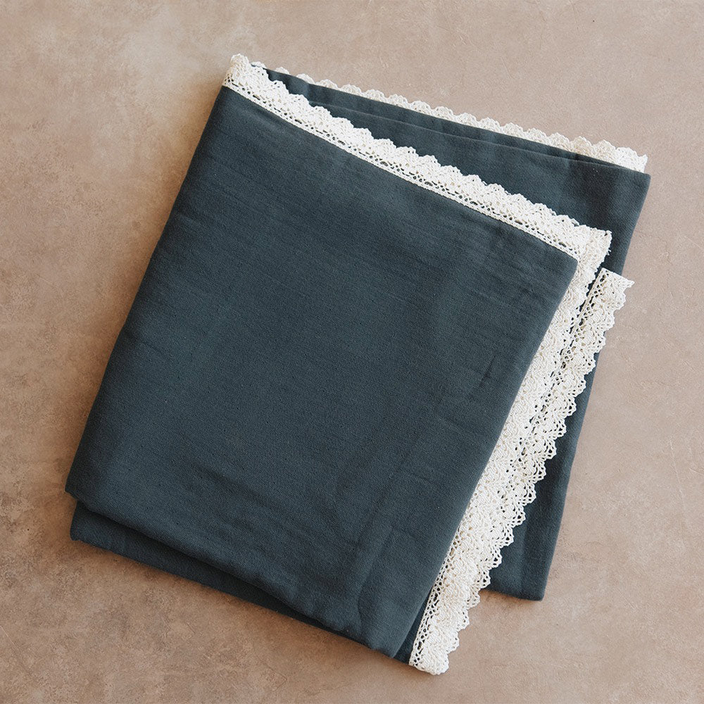 Charcoal Lace Cotton Tablecloth