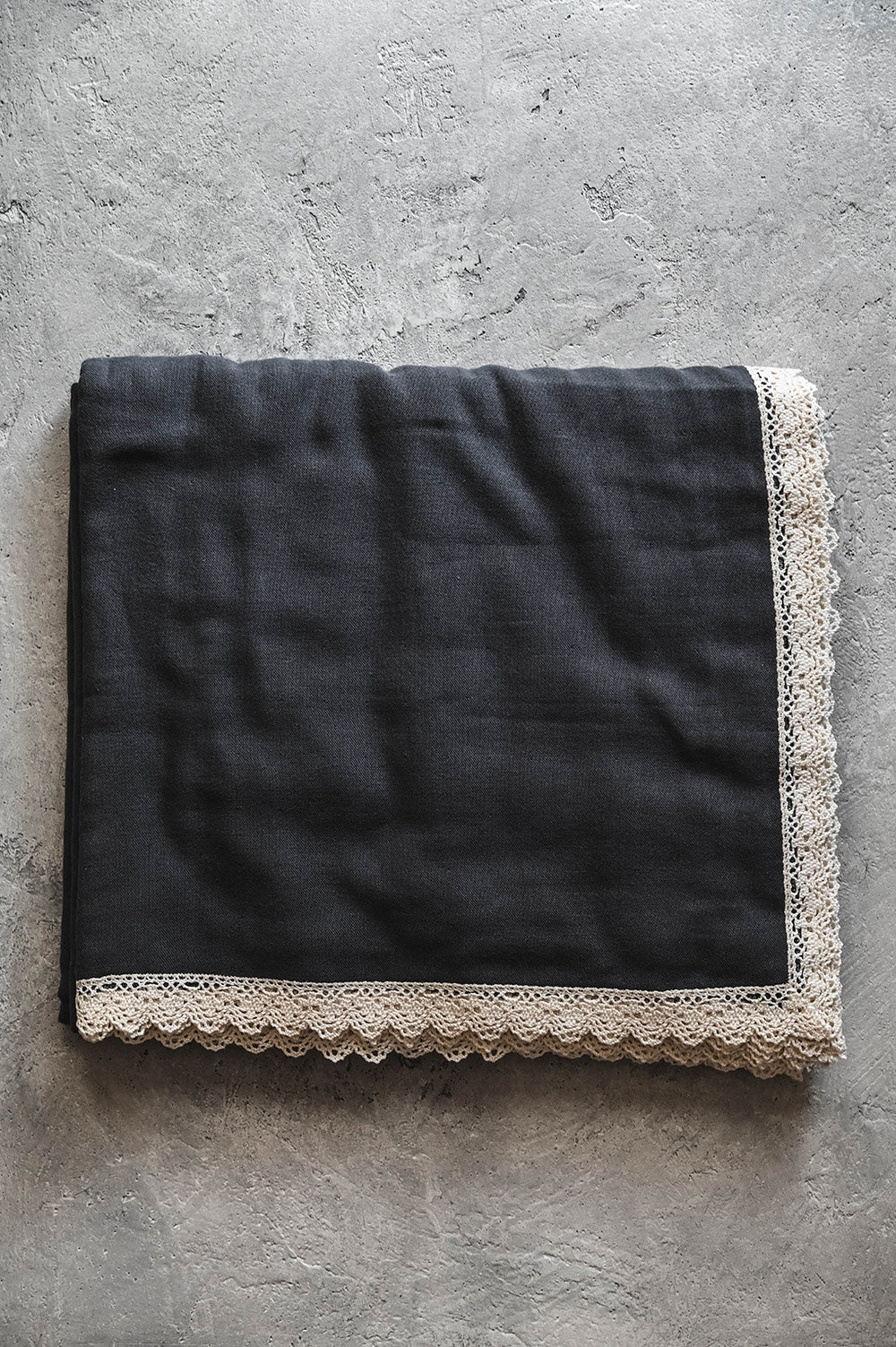 Charcoal Lace Cotton Tablecloth