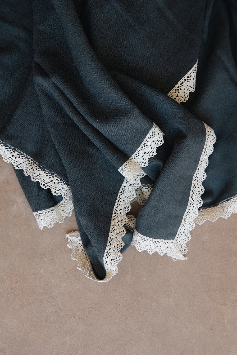 Charcoal Lace Cotton Tablecloth