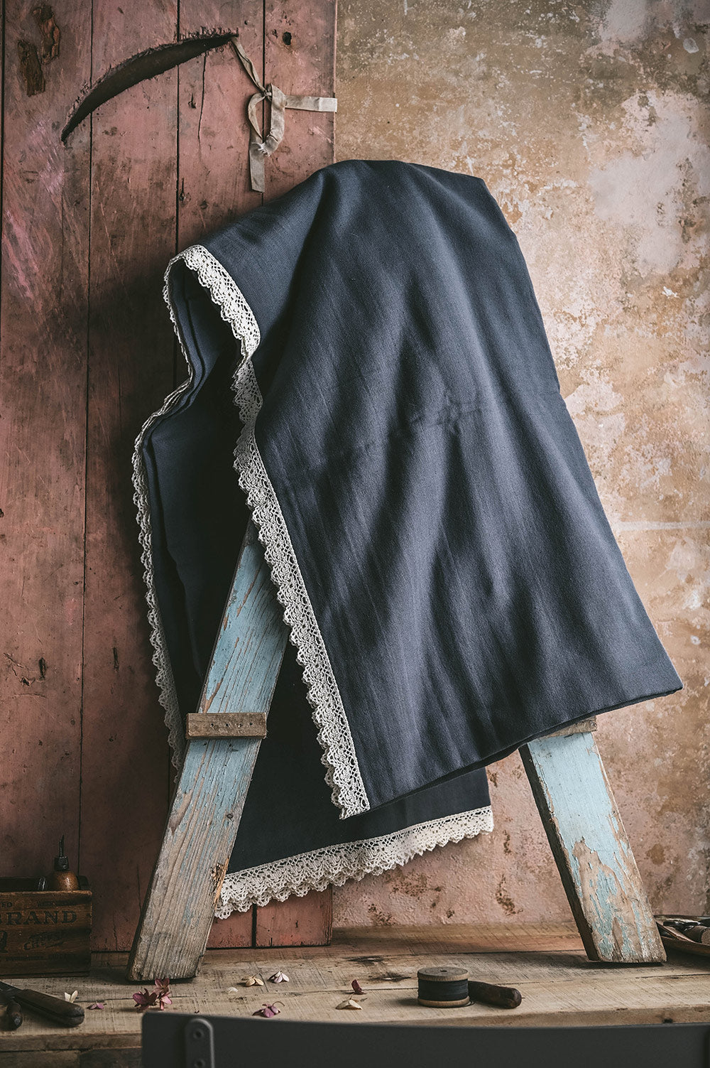 Charcoal Lace Cotton Tablecloth