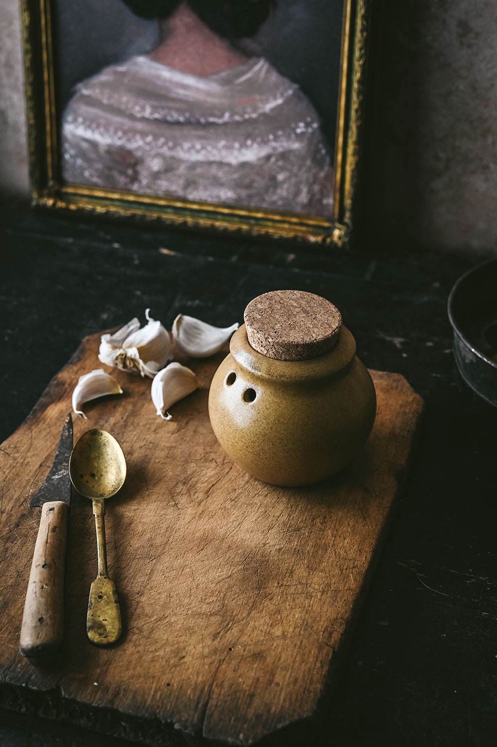 Ceramic Garlic Keeper - Cork Top