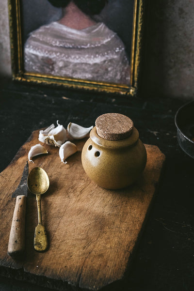 Ceramic Garlic Keeper - Cork Top