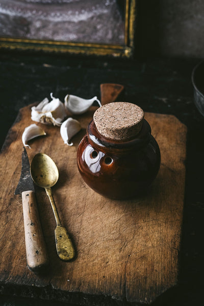 Ceramic Garlic Keeper - Cork Top