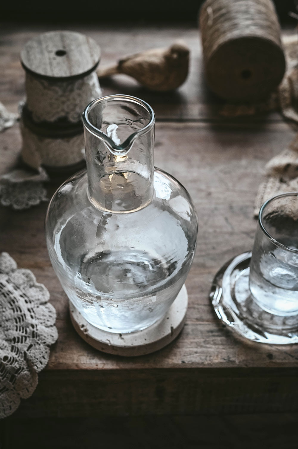 Dimpled Glass Carafe Set