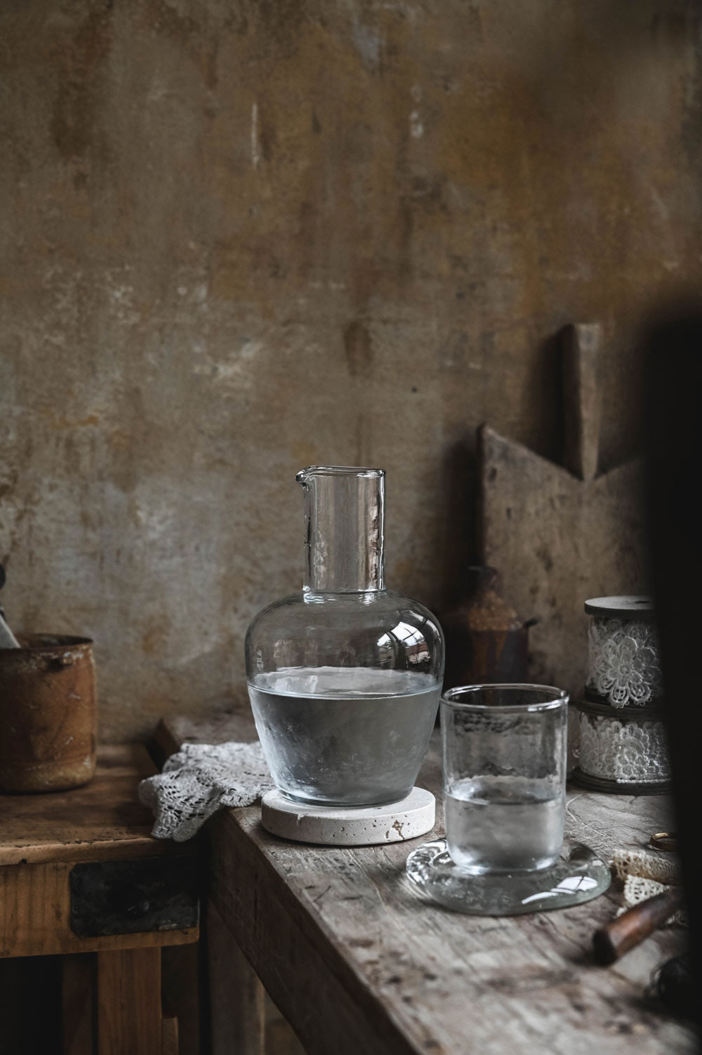 Dimpled Glass Carafe Set