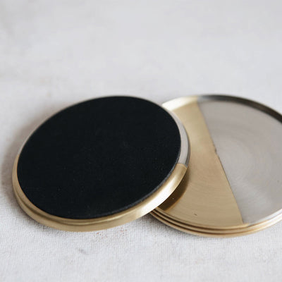 Dual Tone Coaster Set - Brass & Nickel