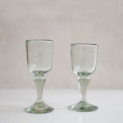 Hand-etched Floral Wine Glass