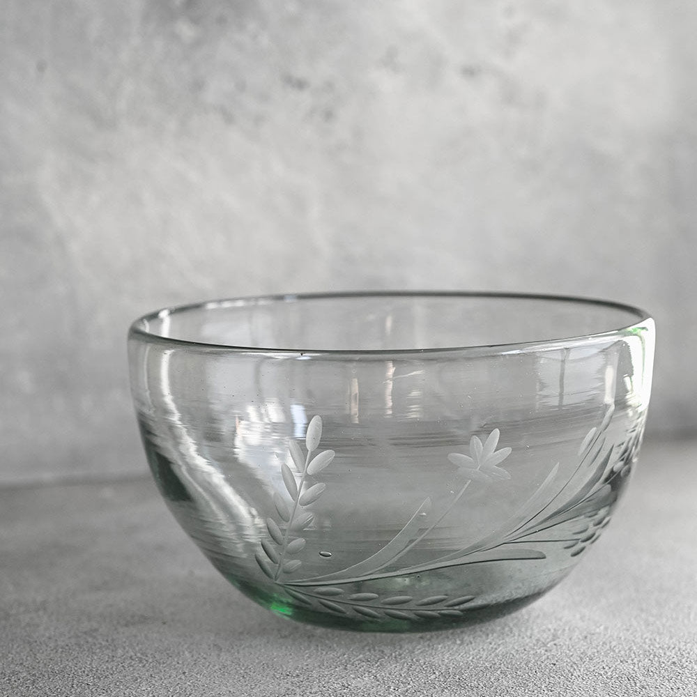 Handblown Etched Bowl