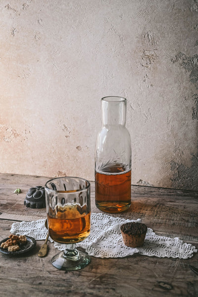 Handblown Etched Carafe with Cork