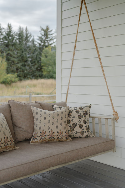 Linen Hand Block-Printed Pillow Cover No. 0221