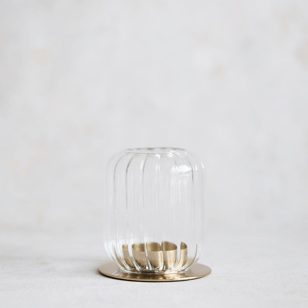 Fluted Glass Tealight Lantern