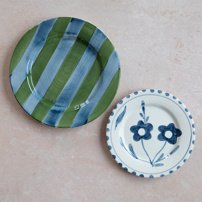 Hand-painted Ceramic Plate - Blue Blooms