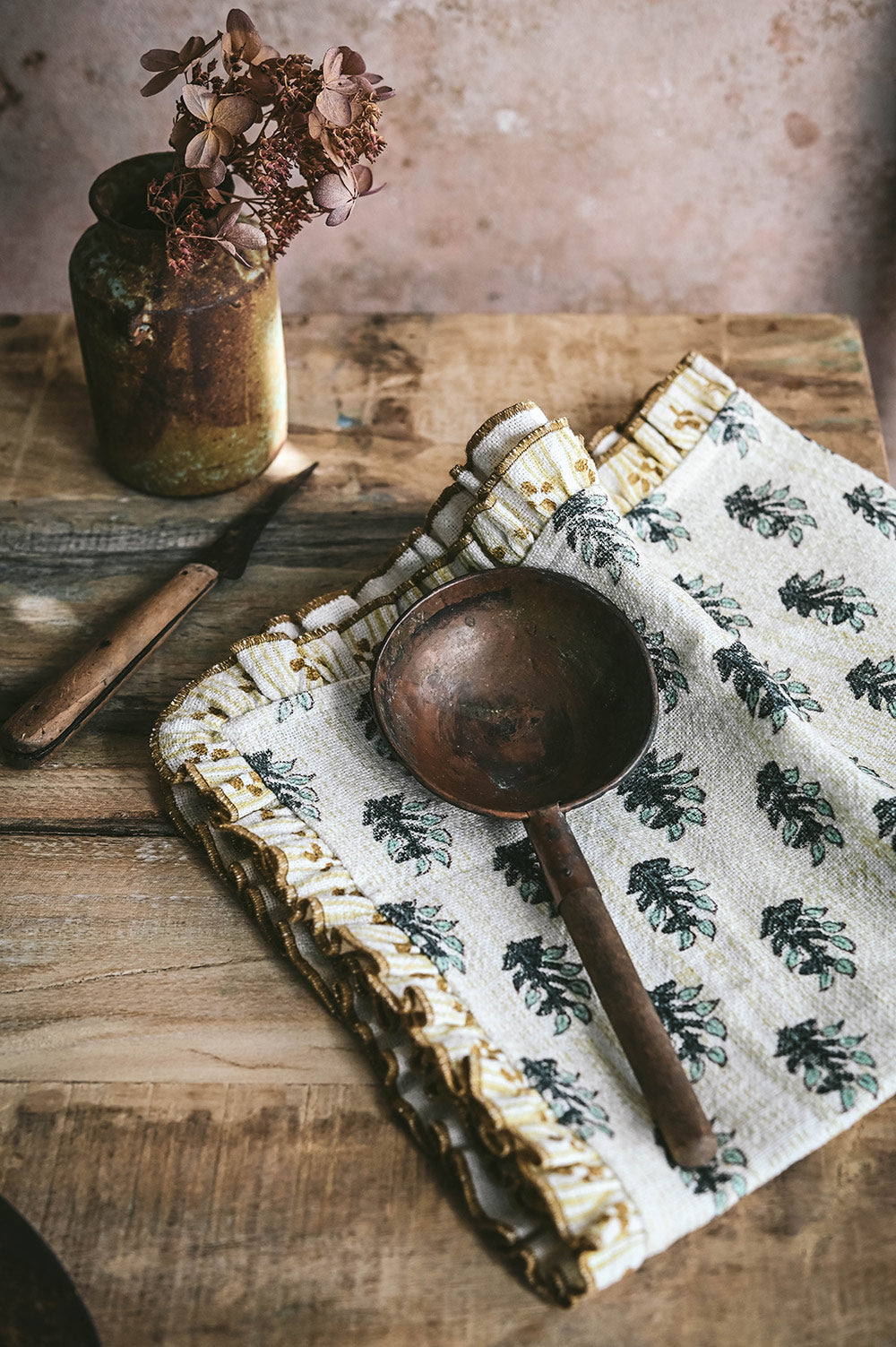 Block-Printed Heavyweight Linen Tea Towel