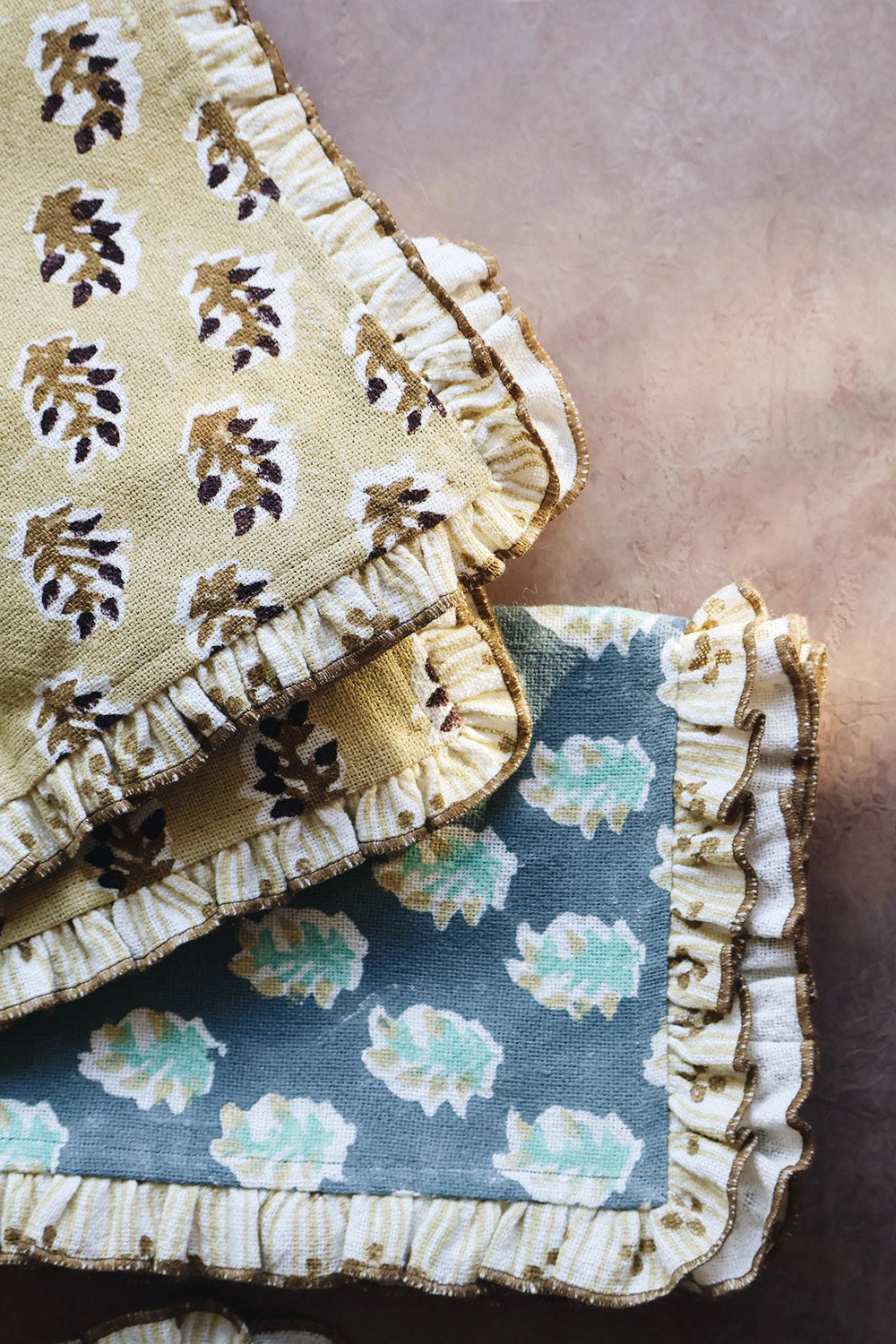 Dawn Block-Printed Heavyweight Linen Tea Towel