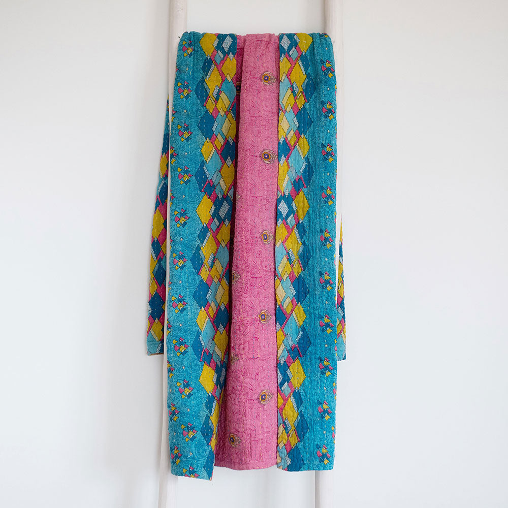 One-of-a-kind Kantha Quilt - KT7107