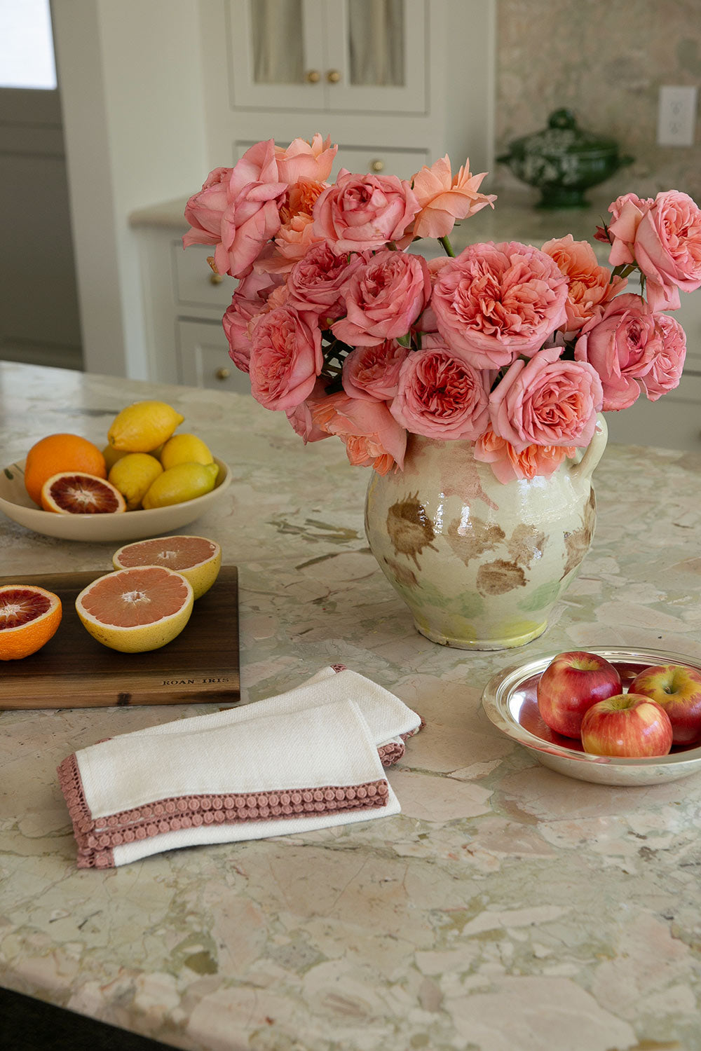 Heavyweight Table Linens with Lace Detail - Cream