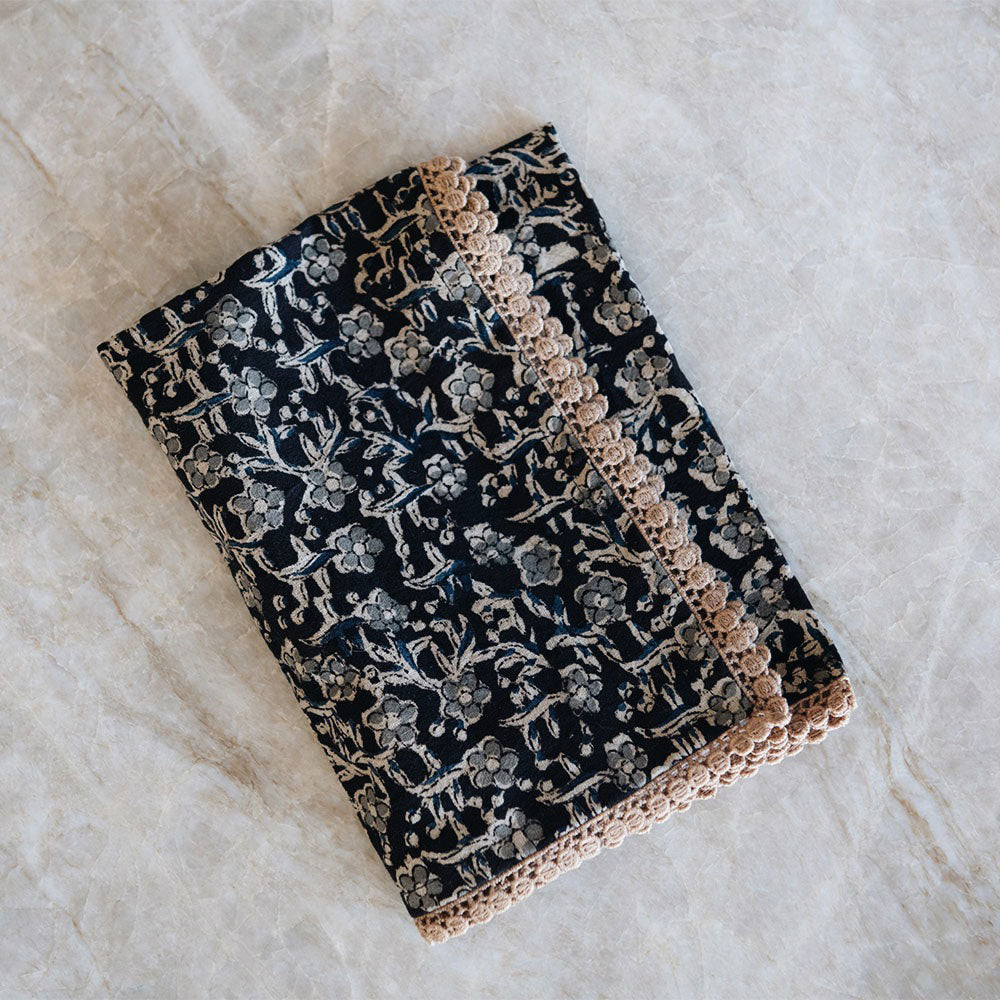 Block-Printed Tea Towel - Lace Detail