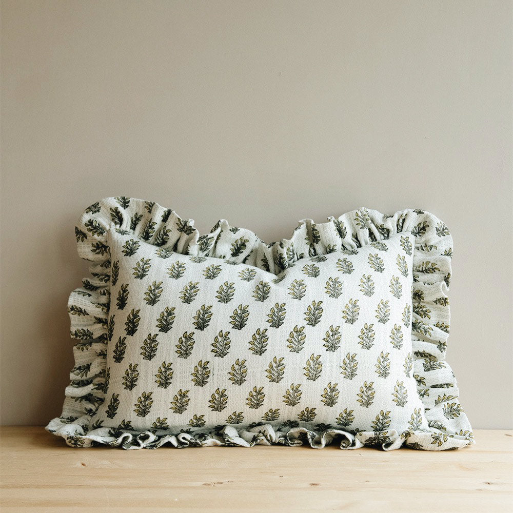 Block-Printed Heavyweight Linen Pillow Cover