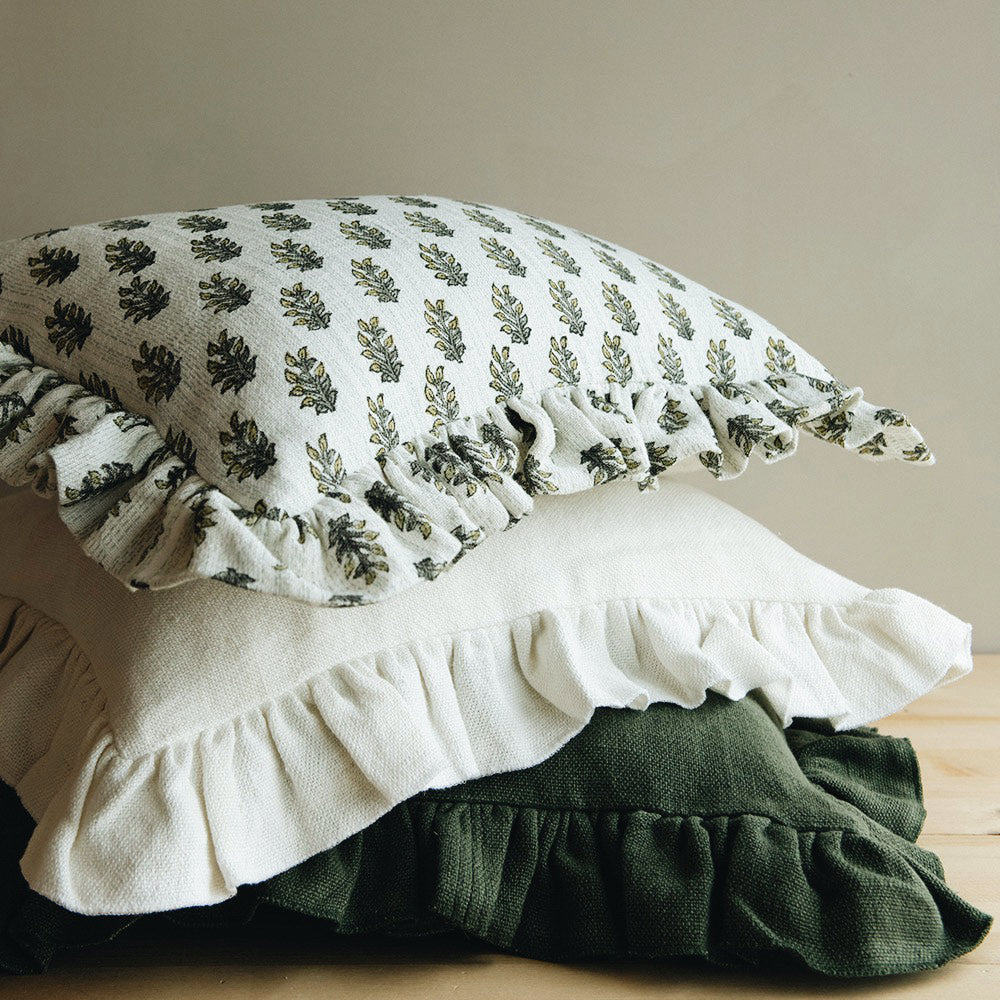 Block-Printed Heavyweight Linen Pillow Cover